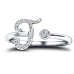 Fancy Diamond Initial 'J' Ring 0.10ct G/SI Quality in 9k White Gold - All Diamond