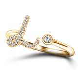 Fancy Diamond Initial 'L' Ring 0.10ct G/SI Quality in 9k Yellow Gold - All Diamond