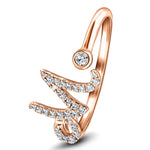 Fancy Diamond Initial 'M' Ring 0.11ct G/SI Quality in 9k Rose Gold - All Diamond