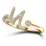 Fancy Diamond Initial 'M' Ring 0.11ct G/SI Quality in 9k Yellow Gold - All Diamond