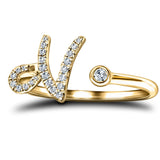 Fancy Diamond Initial 'N' Ring 0.11ct G/SI Quality in 9k Yellow Gold - All Diamond