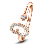 Fancy Diamond Initial 'O' Ring 0.11ct G/SI Quality in 9k Rose Gold - All Diamond