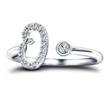 Fancy Diamond Initial 'O' Ring 0.11ct G/SI Quality in 9k White Gold - All Diamond
