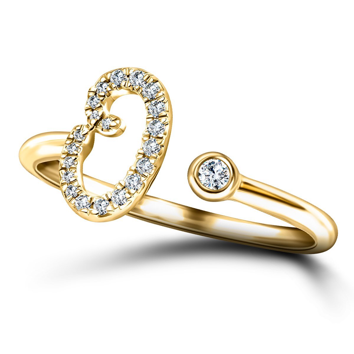 Fancy Diamond Initial 'O' Ring 0.11ct G/SI Quality in 9k Yellow Gold - All Diamond