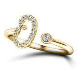 Fancy Diamond Initial 'O' Ring 0.11ct G/SI Quality in 9k Yellow Gold - All Diamond