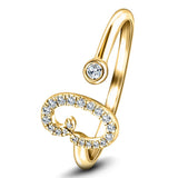 Fancy Diamond Initial 'O' Ring 0.11ct G/SI Quality in 9k Yellow Gold - All Diamond