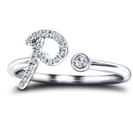 Fancy Diamond Initial 'P' Ring 0.10ct G/SI Quality in 9k White Gold - All Diamond