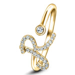 Fancy Diamond Initial 'R' Ring 0.11ct G/SI Quality in 9k Yellow Gold - All Diamond