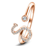 Fancy Diamond Initial 'S' Ring 0.10ct G/SI Quality in 9k Rose Gold - All Diamond