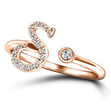 Fancy Diamond Initial 'S' Ring 0.10ct G/SI Quality in 9k Rose Gold - All Diamond