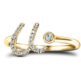 Fancy Diamond Initial 'U' Ring 0.10ct G/SI Quality in 9k Yellow Gold - All Diamond