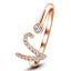 Anillo Fancy Diamond Initial 'V' 0.11ct Calidad G/SI en oro rosa de 9k