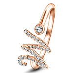 Fancy Diamond Initial 'W' Ring 0.14ct G/SI Quality in 9k Rose Gold - All Diamond