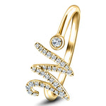 Fancy Diamond Initial 'W' Ring 0.14ct G/SI Quality in 9k Yellow Gold - All Diamond