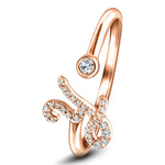 Fancy Diamond Initial 'Y' Ring 0.12ct G/SI Quality in 9k Rose Gold - All Diamond