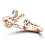 Fancy Diamond Initial 'Y' Ring 0.12ct G/SI Quality in 9k Rose Gold - All Diamond