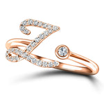 Fancy Diamond Initial 'Z' Ring 0.16ct G/SI Quality in 9k Rose Gold - All Diamond