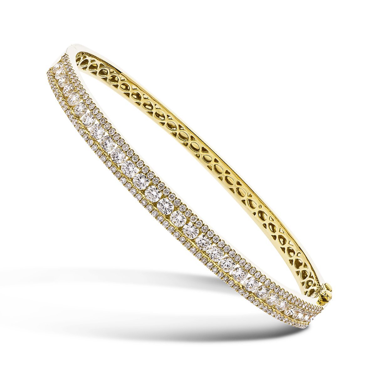 Fancy Pave Set Diamond Bangle 3.00ct G/SI Diamond in 18k Yellow Gold - All Diamond