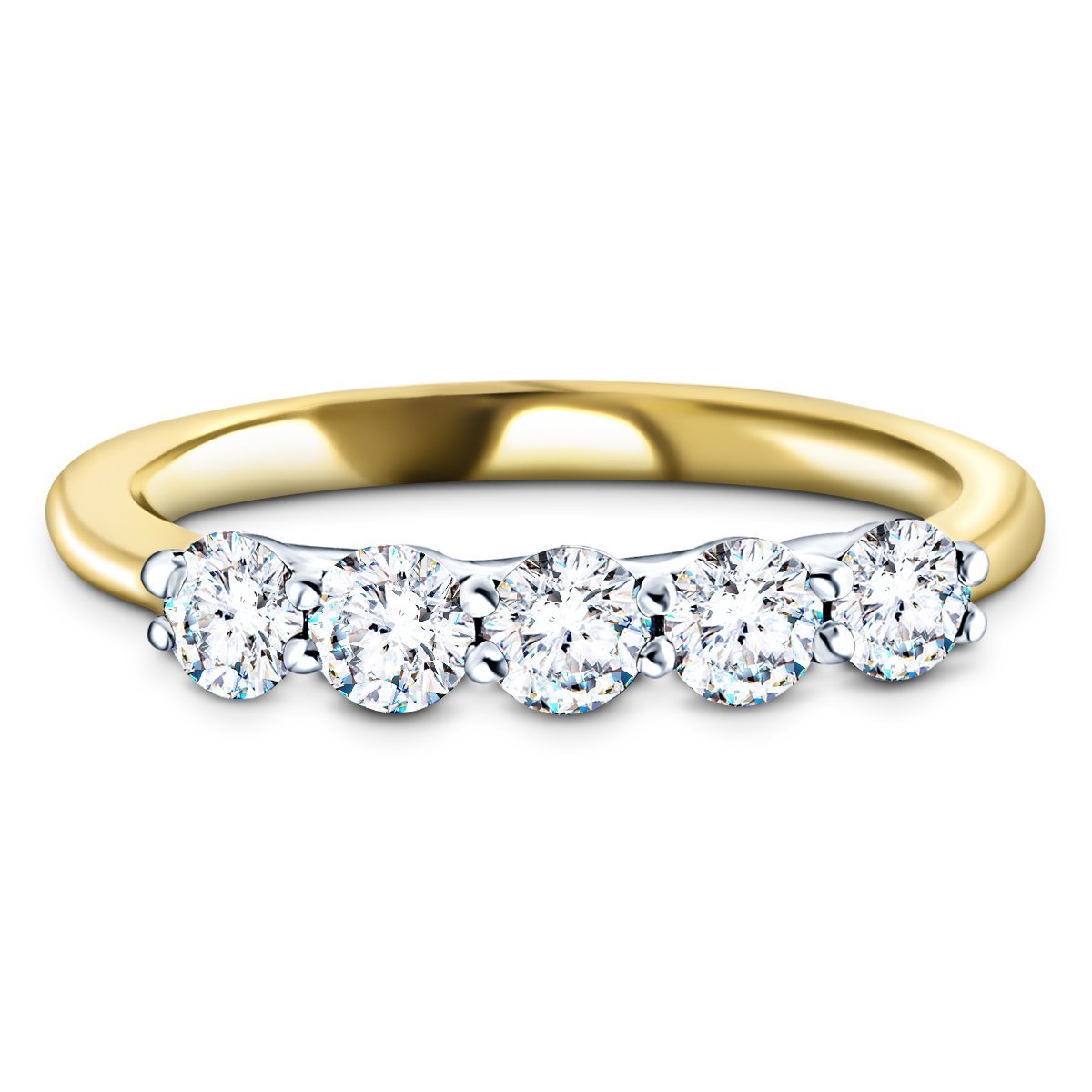 Five Stone Diamond Ring with 0.30ct G/SI Quality in 18k Yellow Gold - All Diamond