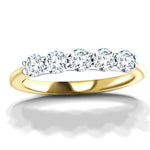 Five Stone Diamond Ring with 1.50ct G/SI Quality in 18k Yellow Gold - All Diamond