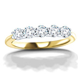 Five Stone Diamond Ring with 1.50ct G/SI Quality in 18k Yellow Gold - All Diamond
