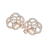 Flower Diamond Earrings 0.70ct G/SI Quality 18k Rose Gold 13.5mm - All Diamond