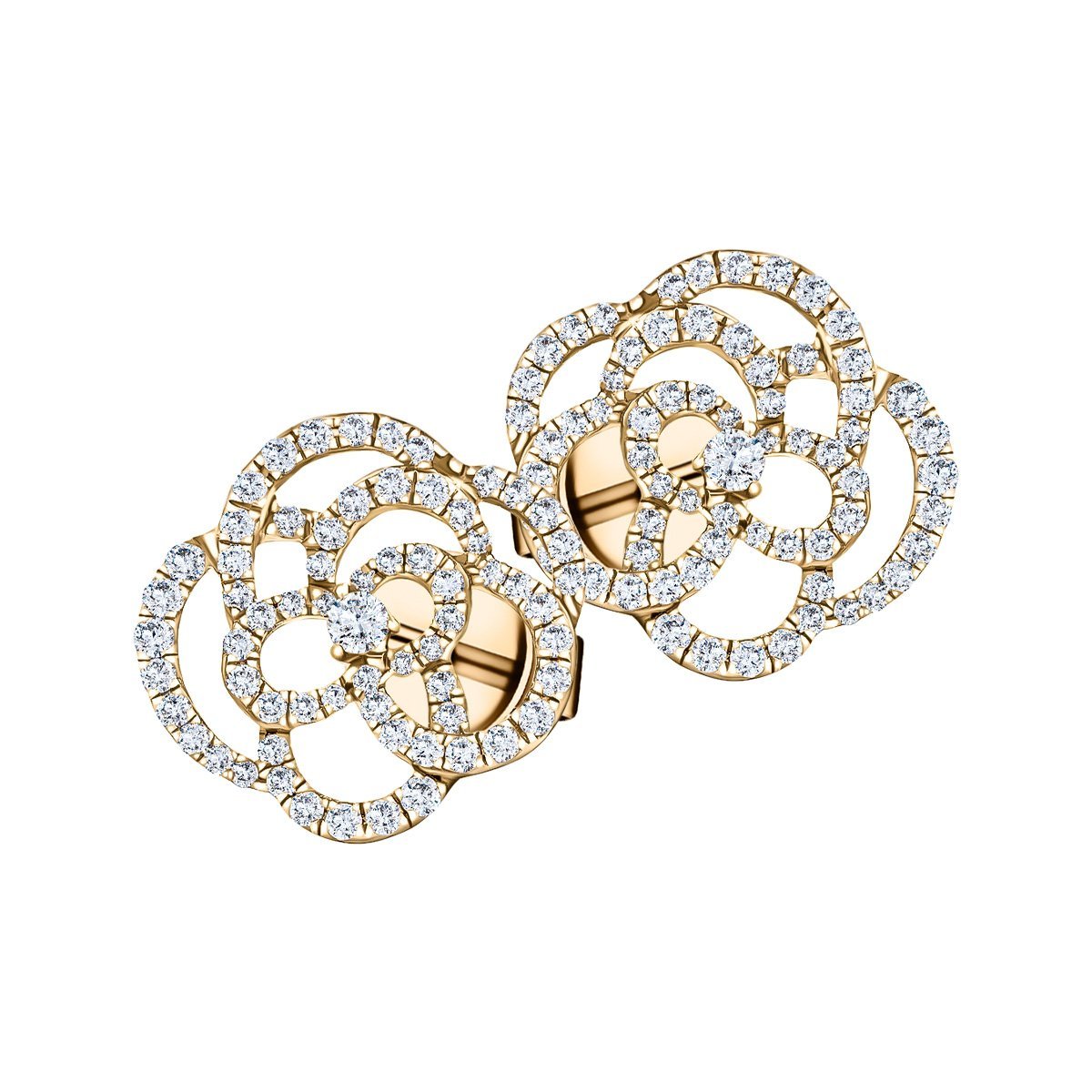 Flower Diamond Earrings 0.70ct G/SI Quality 18k Yellow Gold 13.5mm - All Diamond