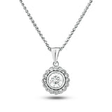 Flower Diamond Halo Pendant Necklace 0.50ct G/SI 18k White Gold - All Diamond