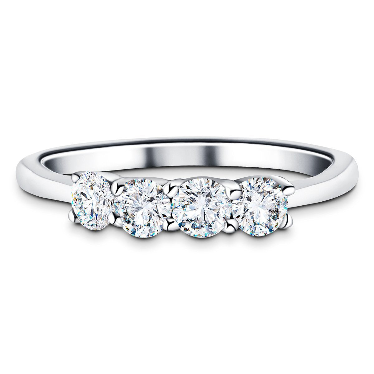 Four Stone Round Diamond Ring with 1.40ct G/SI in 18k White Gold - All Diamond