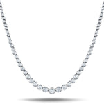 Graduated Rub Over Diamond Tennis Necklace 3.85ct G/SI 18k White Gold - All Diamond