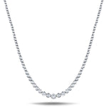 Graduated Rub Over Diamond Tennis Necklace 3.85ct G/SI 18k White Gold - All Diamond