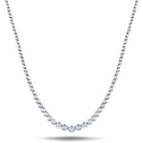 Graduated Rub Over Diamond Tennis Necklace 3.85ct G/SI 18k White Gold - All Diamond