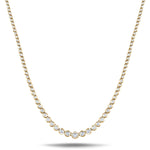 Graduated Rub Over Diamond Tennis Necklace 3.85ct G/SI 18k Yellow Gold - All Diamond