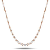 Graduated Rub Over Diamond Tennis Necklace 7.80ct G/SI 18k Yellow Gold - All Diamond