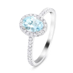 Halo Aquamarine 0.66ct and Diamond 0.27ct Ring in 18K White Gold - All Diamond