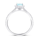 Halo Aquamarine 0.66ct and Diamond 0.27ct Ring in 18K White Gold - All Diamond