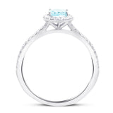 Halo Aquamarine 0.66ct and Diamond 0.27ct Ring in 18K White Gold - All Diamond