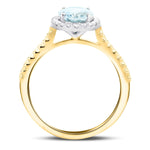 Halo Aquamarine 1.34ct and Diamond 0.34ct Ring in 18K Yellow Gold - All Diamond