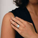 Halo Aquamarine 2.39ct and Diamond 0.43ct Ring in Platinum - All Diamond