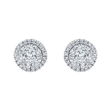 Halo Cluster Diamond Round Earrings 1.30ct G/SI in 18k White Gold 10.2mm - All Diamond