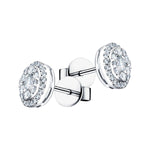 Halo Cluster Diamond Round Earrings 1.30ct G/SI in 18k White Gold 10.2mm - All Diamond