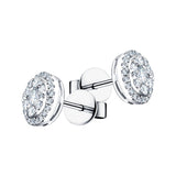Halo Cluster Diamond Round Earrings 1.30ct G/SI in 18k White Gold 10.2mm - All Diamond