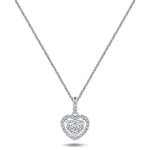 Halo Cluster Heart Necklace 0.70ct G/SI Diamond in 18K White Gold - All Diamond