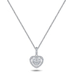 Halo Cluster Heart Necklace 0.70ct G/SI Diamond in 18K White Gold - All Diamond