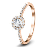 Halo Diamond Engagement Ring Side Stones with 0.35ct in 18k Rose Gold - All Diamond