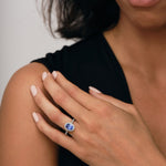 Halo Oval Tanzanite 1.85ct and Diamond 0.41ct Ring in Platinum - All Diamond