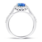 Halo Oval Tanzanite 1.85ct and Diamond 0.41ct Ring in Platinum - All Diamond
