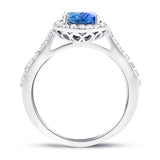 Halo Oval Tanzanite 1.85ct and Diamond 0.41ct Ring in Platinum - All Diamond