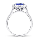 Halo Oval Tanzanite 2.60ct and Diamond 0.59ct Ring in 18K White Gold - All Diamond