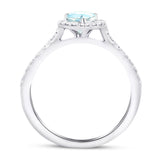 Halo Pear Aquamarine 0.57ct and Diamond 0.34ct Ring in 18K White Gold - All Diamond